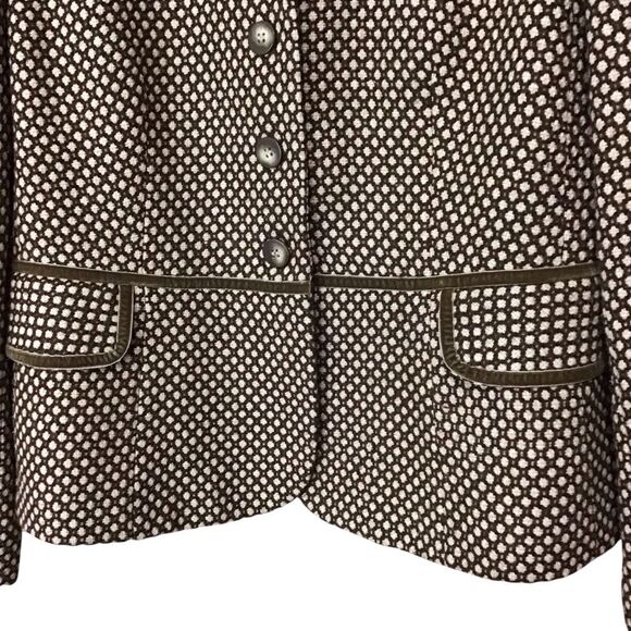 Le Suit Brown Polka Dot Tweed Career Blazer Jacket 12P - Picture 3 of 12